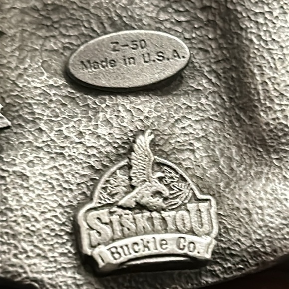 Vintage Siskyou Telephone Lineman Pewter Belt Buckle and Bechmark Black Belt - Picture 5 of 13